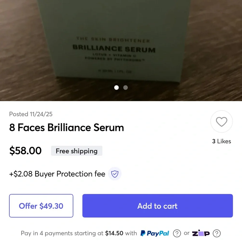 $108 serum, half off! New in box. Box got lil’ wet.